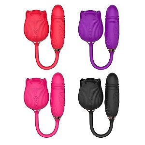 VIBRADOR DUPLO FLEXÍVEL ROSE ONE 10 VIBRAÇÕES VAI E VEM
