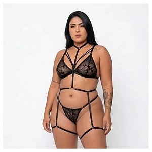 CONJUNTO PLUS DIVA 3 PEÇAS HARNESS COM GARGANTILHA