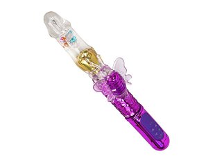 PROTESE VIBRADOR ROTATIVO METALIZADO COM FUNÇÃO VAI E VEM