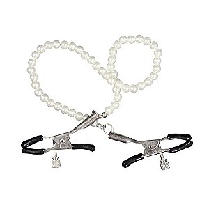 GRAMPOS/PRENDEDOR PARA MAMILOS SEIOS COM CORRENTE DE PÉROLAS BONDAGE E BDMS