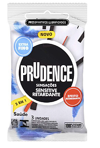 PRESERVATIVO CAMISINHA SENSITIVE RETARDANTE COM 3 UNIDADES PRUDENCE
