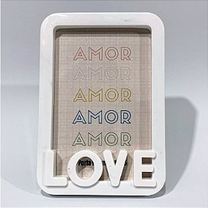 PORTA RETRATO LOVE 10X15 VERTICAL COM MOLDURA DE PLASTICO