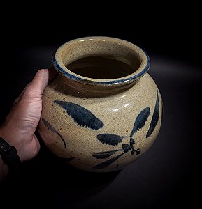 VASO MÉDIO FLORAL COLONIAL COBALTO