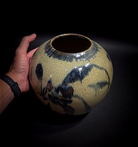 VASO BOLA GRANDE FLORAL COLONIAL COBALTO