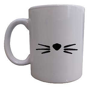 Caneca Cerâmica Branca Bigode de Gato 325ml