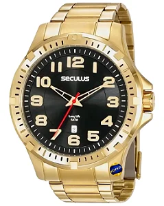 Relógio Seculus Masculino Dourado Analógico Long Life 20787GPSVDA3 KlockCel