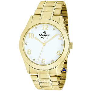 Kit Relógio Feminino Champion Dourado Elegance Analógico com Colar e Brincos CN26242W