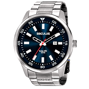 Relógio Seculus Masculino Prata Analógico Long Life 20786G0SVNA1 KlockCel