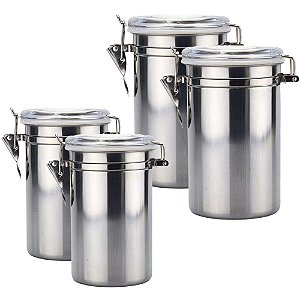 Kit de Potes Hermético em Aço Inox 1,5L e 1,8L – 4 Peças