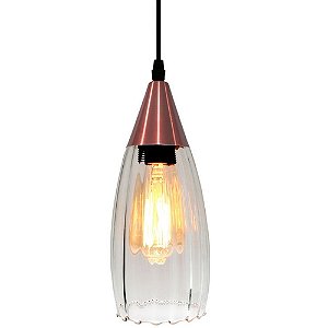 Pendente Corcovado em Vidro 40W Cobre/Transparente TASCHIBRA