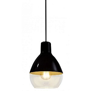 Pendente Baloom 40W Vidro E27 Preto Oval Ø17,5cm - TASCHIBRA