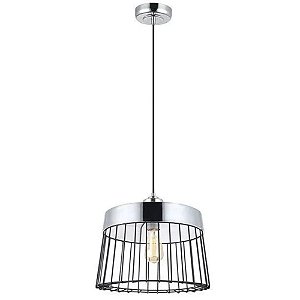 Pendente Ferro Prata Arame Preto D36 cm - DAYHOME