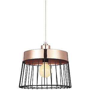 Lustre Pendente em Ferro e Arame Adely Lighting Preto/Cobre