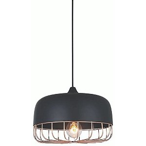 Lustre Pendente em Ferro e Arame Adely Lighting Preto/Rosê