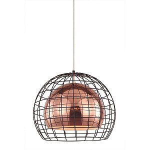 Pendente Lustre Cobre com Gaiola em Cúpula