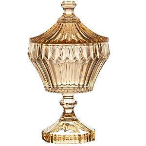 Potiche com Pé De Cristal Renaissance Âmbar Ø17,5cm Lyor