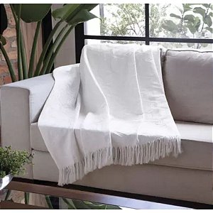 Manta para Sofá Jacquard Charme Marfim Indiano – Adomes
