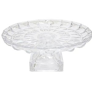 Centro de Mesa com Pé em Cristal Ø29,5cm Aquamarine - CLASS