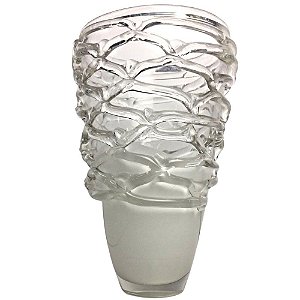 Vaso Decorativo Alto Relevo Branco 28cm Vidro - BELLA VITA