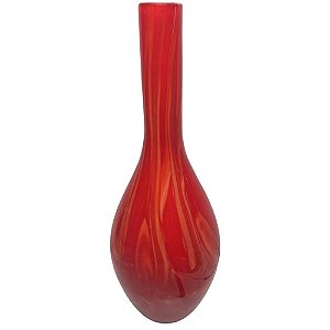 Vaso Decorativo Alto em Vidro 38cm Vermelho Detalhado
