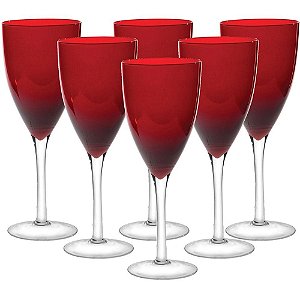 Jogo de Taças 6 pçs Vinho Rouge 500ml Vidro Vermelho - GS