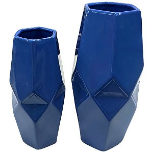 Kit com 2 Vasos Cancun Azul Geométrico 25cm/30cm