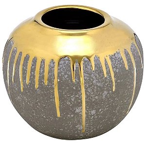 Vaso Decorativo em Cerâmica Yasmin 19cm Cinza - Mabruk