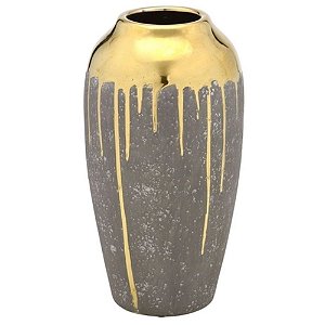 Vaso Decorativo Alto em Cerâmica Yasmin 30cm Cinza - Mabruk