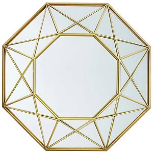Espelho Dourado Octogonal Em Metal 36x36x5 - Mart