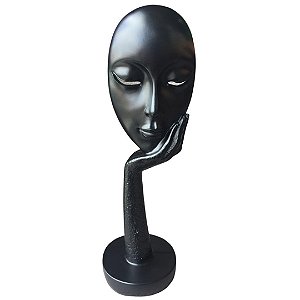 Estatueta Decorativa Face Black em Resina 37cm - Bela Flor