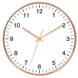 Relógio de Parede em Plástico Rose e Branco Ø25cm - Craw