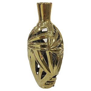 Vaso Decorativo Vazado em Metal 29cm Dourado – SMO