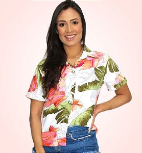 camisa florida branca