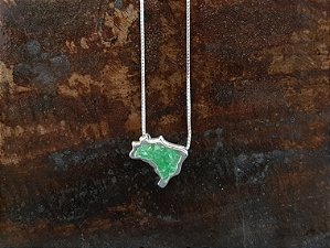 Colar do Mapinha na Pedra Bruta Natural Jade Malásia Prata 925
