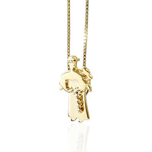 Colar de São Francisco de Assis na corrente Venezian de 0,45 cm semijoia banhado a Ouro 18k