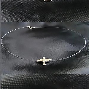 Colar Espírito Santo Asas no Fio de Nylon Prata 925.