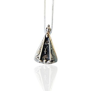 Colar de Nossa Senhora Aparecida com oxidação prata925.