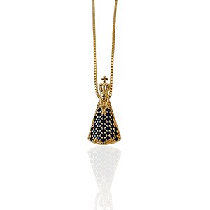 Colar de Nossa Sra Aparecida Manto no Banho de ouro18k
