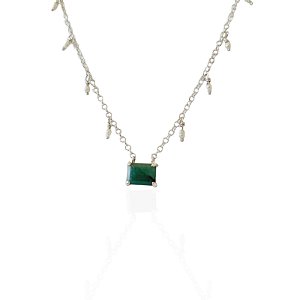 Colar com Pérola natural Quartzo Verde prata925
