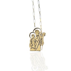 Colar de São José na corrente cartier masculina prata925