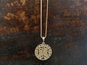Colar São Bento veneziana folheado a ouro 18k