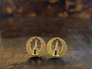 Brinco NSª Aparecida com Zircônia Folheado a Ouro 18k