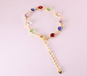 Pulseira Zircônia colorida folheada a ouro 18k