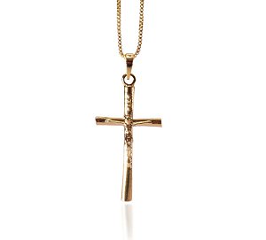 Colar Crucifixo Jesus folheado a ouro 18k