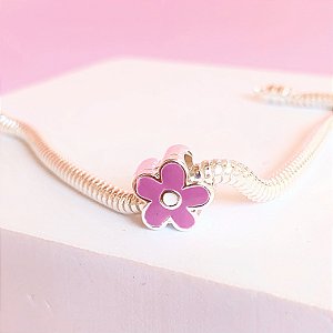 Berloque florzinha lavanda banhado a prata