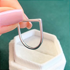 Anel aparador quadrado banhado a prata