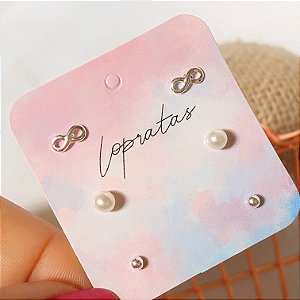 Kit de brincos infinito banhado a prata