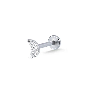 Piercing haste reto meia lua prata 925