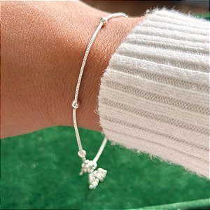 Pulseira veneziana com bolinhas banhado a prata