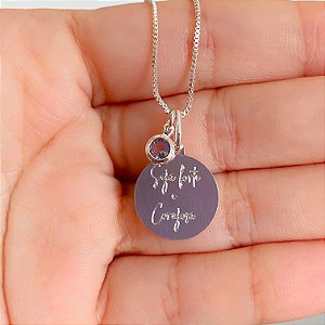 Cordão medalha seja forte e corajosa banhado a prata